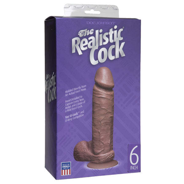 Realistic Cock - 6 inch Brown