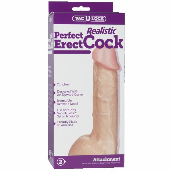 Vac-U-Lock 7 inch Perfect Realistic Cock - White