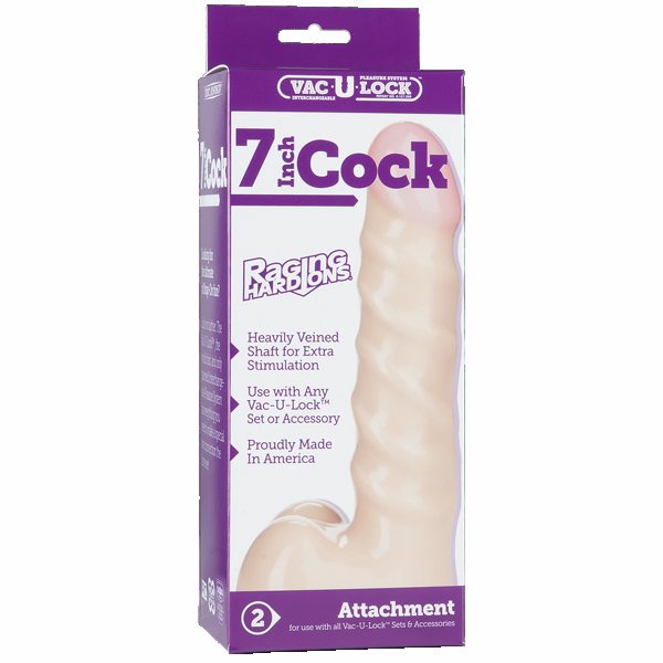 Vac-U-Lock 7 inch Raging Hard on Realistic Cock - White