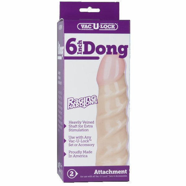 Vac-U-Lock 6 inch Raging Hard On Realistic Dong - White