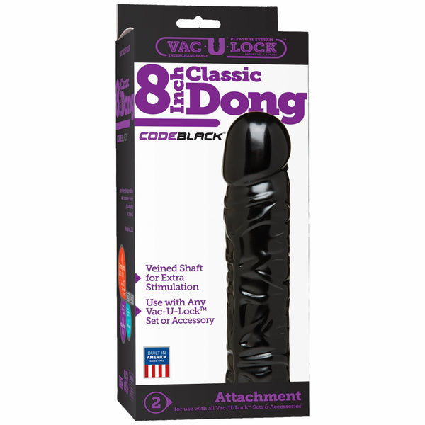 Vac-U-Lock Code Black 8 inch Classic Dong