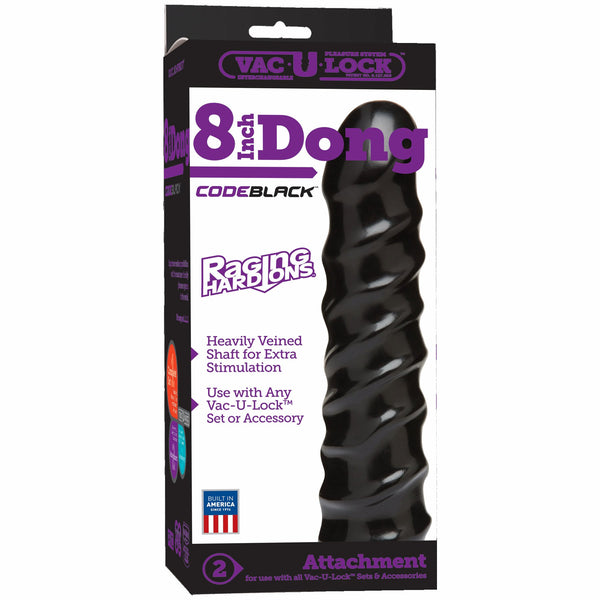 Vac-U-Lock 8 inch Dong Raging Hard-Ons CODEBLACK