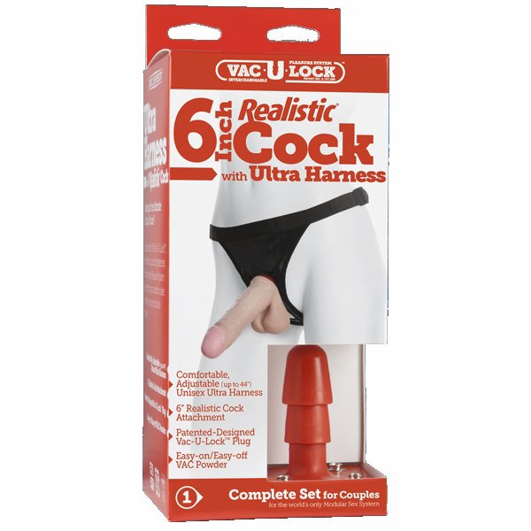 Ultra Harness 2 Set 2 w/6 inch Realistic Dong & Powder