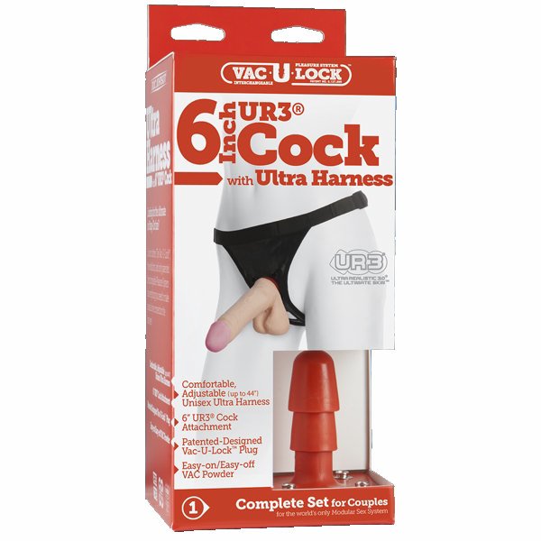 Ultra Harness 2 w/7 inch Ultraskyn UR3 Cock - White