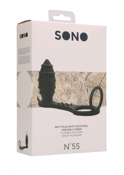 Sono No. 55 - Butt Plug with Cock Ring and Ball-Strap - Black