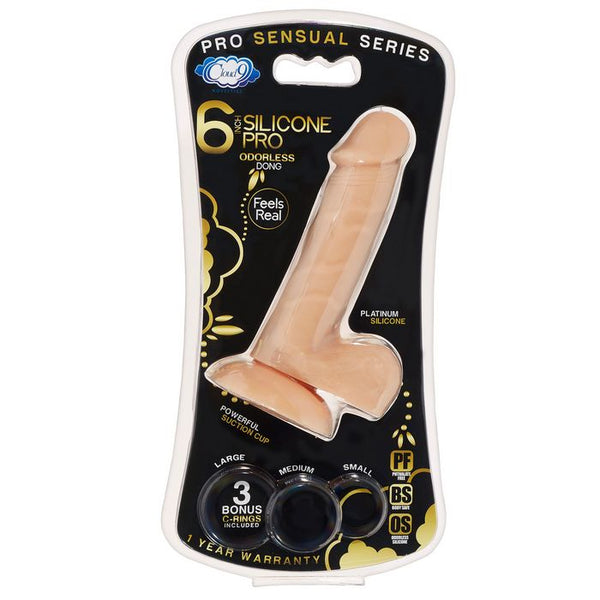 Cloud 9 - Pro Sensual Premium Silicone Dong W/ 3 C Rings Flesh 6 inch