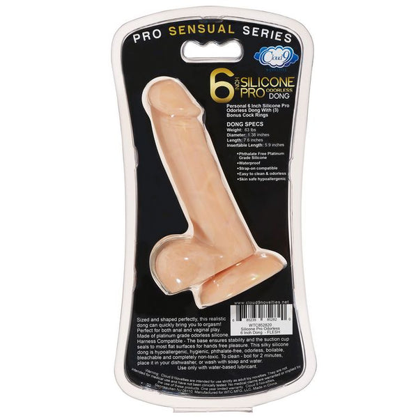 Cloud 9 - Pro Sensual Premium Silicone Dong W/ 3 C Rings Flesh 6 inch