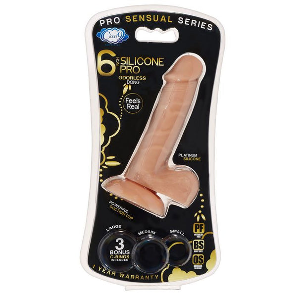 Cloud 9 - Pro Sensual Premium Silicone Dong W/ 3 C Rings Tan 6 inch