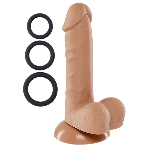 Cloud 9 - Pro Sensual Premium Silicone Dong W/ 3 C Rings Tan 6 inch