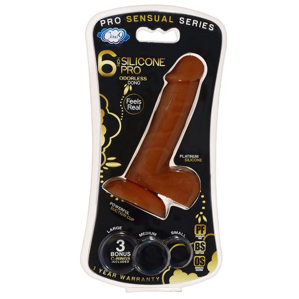 Cloud 9 - Pro Sensual Premium Silicone Dong W/ 3 C Rings Brown 6 inch