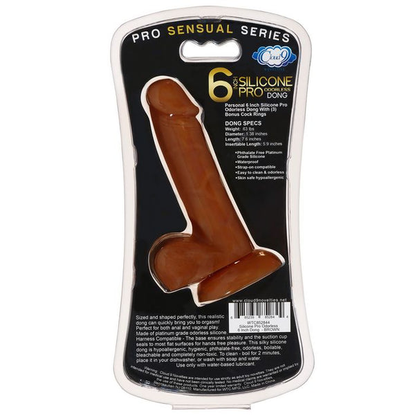 Cloud 9 - Pro Sensual Premium Silicone Dong W/ 3 C Rings Brown 6 inch