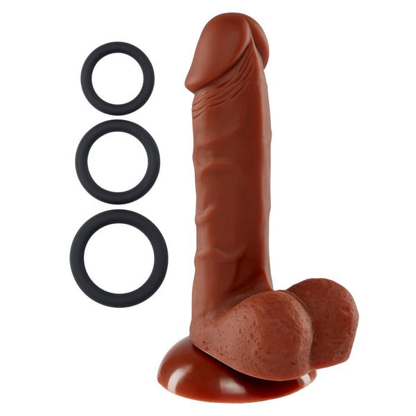 Cloud 9 - Pro Sensual Premium Silicone Dong W/ 3 C Rings Brown 6 inch