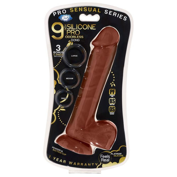 Cloud 9 - Pro Sensual Premium Silicone Dong W/ 3 C Rings Brown 9 inch