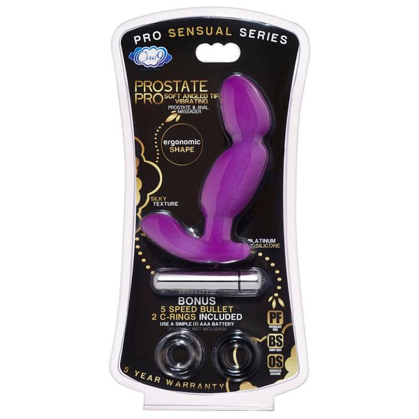 Cloud 9 - Prostate Pro Soft Angled Tip Anal Prostate Massager Purple with C Rings