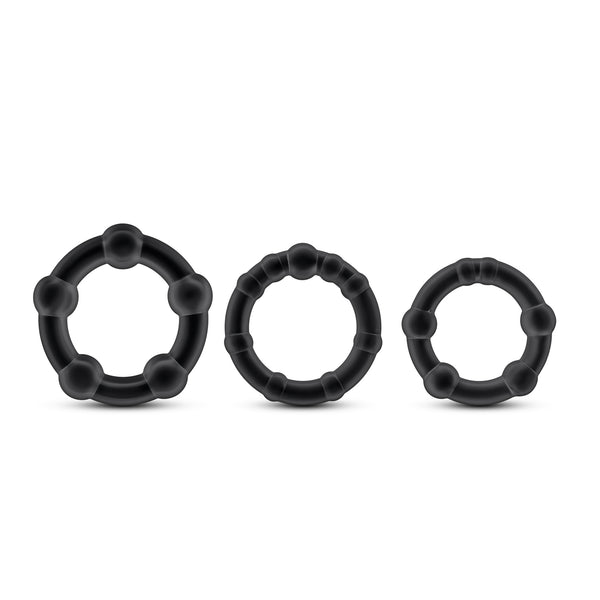 Stay Hard Beaded Cockrings - 3 Pack - Black