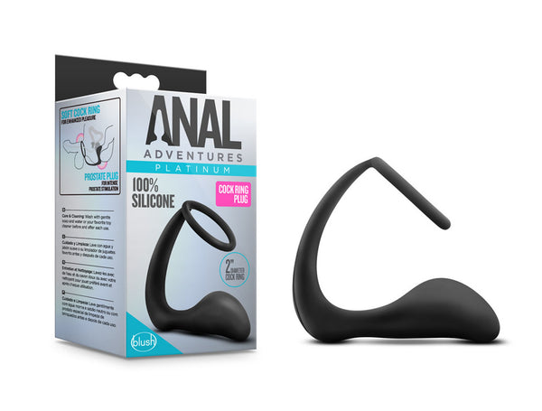 Anal Adventures - Platinum - Cock Ring Plug -  Black