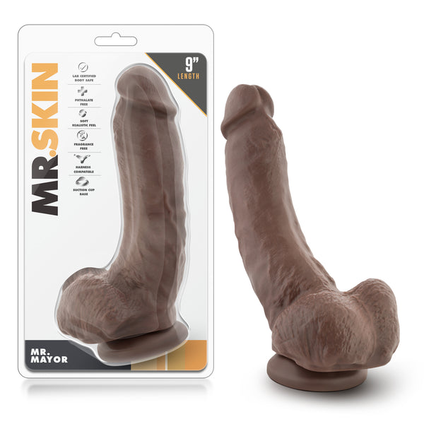 Dr. Skin - Mr. Mayor 9" Dildo With Suction Cup -  Chocolate