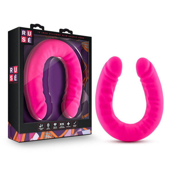 Ruse - 18 Inch Silicone Slim Double Dong - Hot  Pink