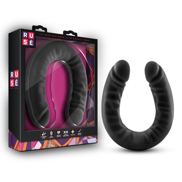 Ruse - Silicone Double Headed Dildo - 18 Inch - Black