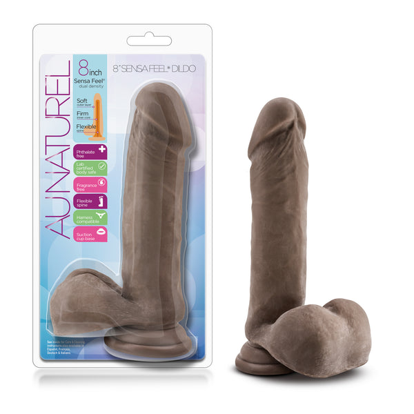 Au Naturel 8" Sensa Feel Dildo - Chocolate