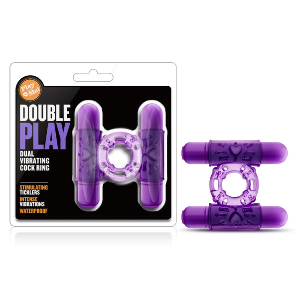 Play With Me - Double Play - Dual Vibrating Cock Ring - Purple