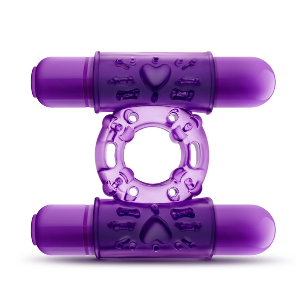 Play With Me - Double Play - Dual Vibrating Cock Ring - Purple