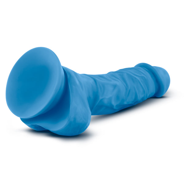 Neo - 7.5 Inch Dual Density Cock With Balls - Neon Blue