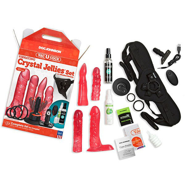 Vac-U-Lock - Vibrating Crystal Jellies Set With  Wireless Remote