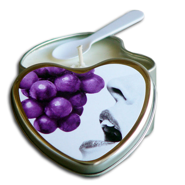 Earthly Body Massage Candle Edible Grape 4oz Heart