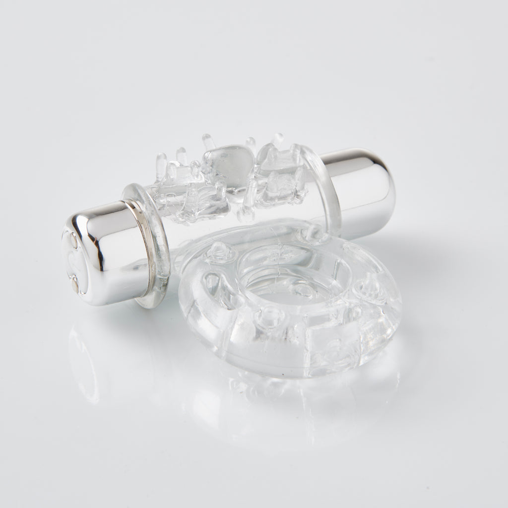 Sensuelle 7 Function Rechargeable Bullet Ring -  Clear