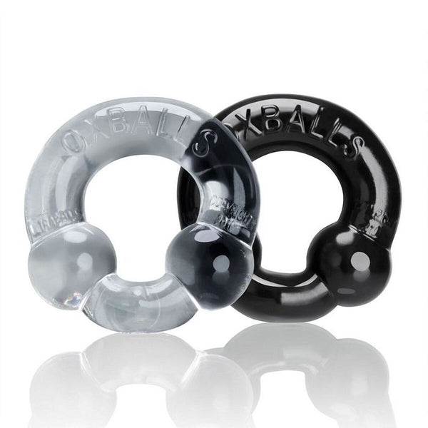 Oxballs Ultraballs Cock Rings - Black/Clear Pack of 2