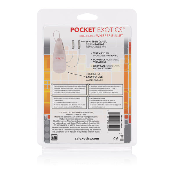 Pocket Exotics Dual Heated Whisper Bullets - Clear