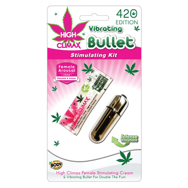 High Climax Vibrating Bullet Stimulating Kit w/Hemp Seed Oil - Silver