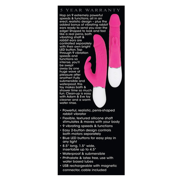 Adam & Eve  Realistic Rabbit Dual Stimulator - Pink