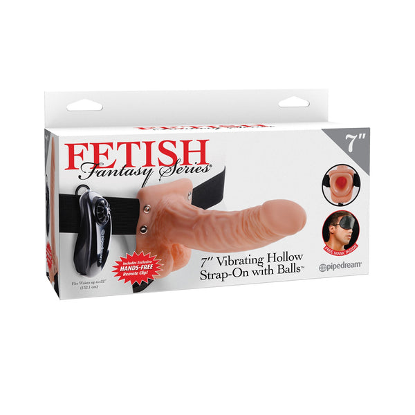 Fetish Fantasy Series 7-Inch Vibrating Hollow Strap-on With Balls - Flesh