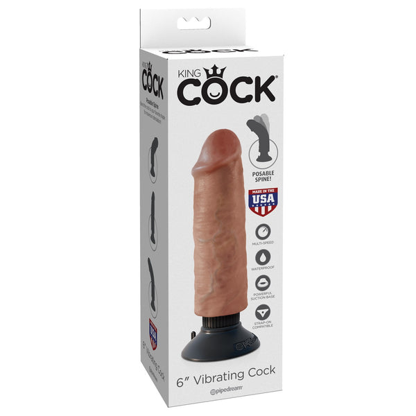 King Cock 6" Vibrating Cock - Tan