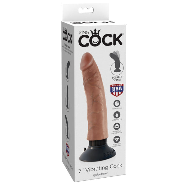 King Cock 7" Vibrating Cock - Tan