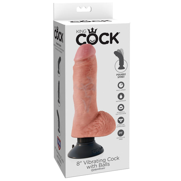 King Cock 8-Inch Vibrating Cock With Balls - Flesh