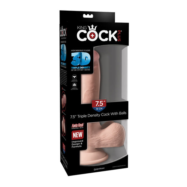 King Cock Plus Triple Density 7.5 Inch Cock With Balls - Flesh