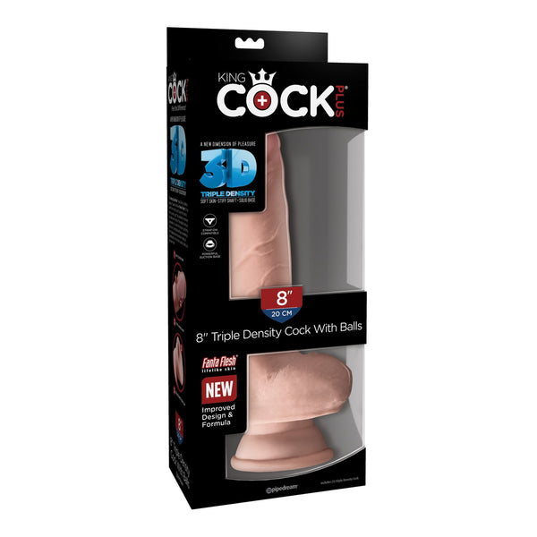 King Cock Plus Triple Density 8 Inch Cock With Balls - Flesh