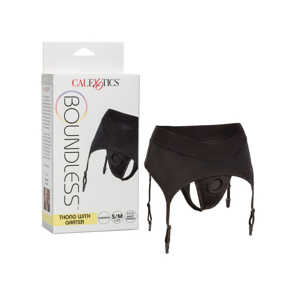 Boundless Thong With Garter - S/m - Black