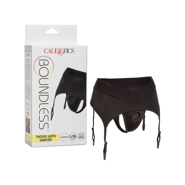 Boundless Thong With Garter - L/xl - Black